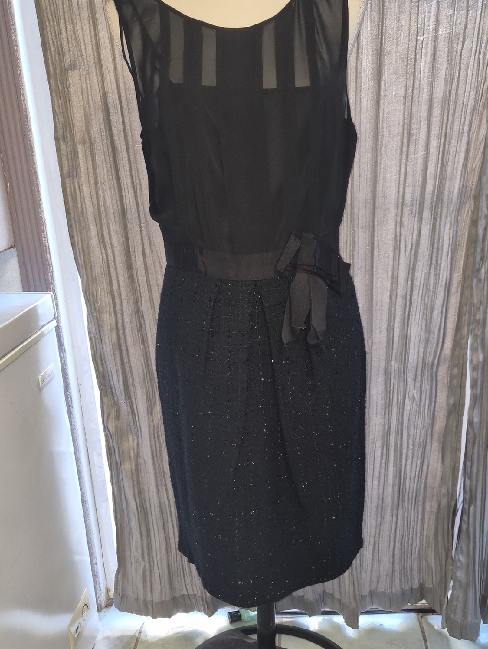 Max & Cleo Black Sleeveless Midi Dress with Waist Tie